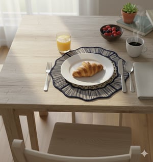 Marell Handwoven Round Iraca Palm Placemat - Navy