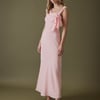 Soft Pink Asymmetric Neckline Midi Gardenia Dress