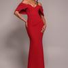 Goddiva Off The Shoulder Draped Sleeve Maxi Dress - Red