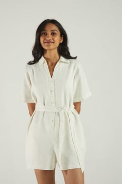 Barefoot in the Park Romper in Off-white - Shell Off-White / XL