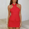 Serving Style Halter Tailored Top Red