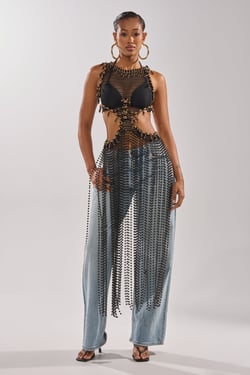 AKIRA Drip Drip Crochet Blouse | Black | Size Large/XL