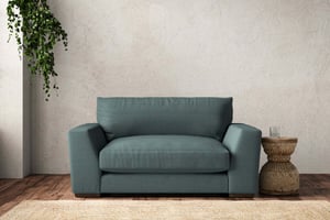 nkuku Guddu Love Seat | Make To Order | Recycled Cotton Teal | Recycled Cotton Airforce
