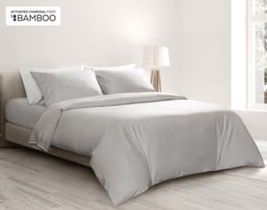 QE Home Bamboo Cotton Duvet Cover, Bamboo Cotton With Activated Charcoal, Grey, Super King