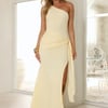 Luxe One Shoulder Split Maxi Dress Yellow