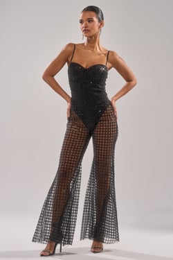 AKIRA Hardest To Love Mesh Jumpsuit | Black | Size 2X