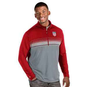Men's Antigua USA Pace 1/4 Zip Red Pullover / 2X