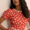 Red Ditsy Floral Tiered Dara Midi Dress