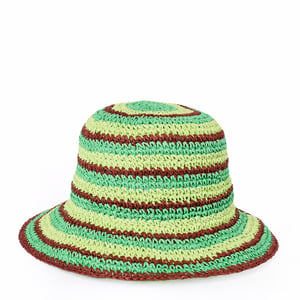 Damson Madder Raffia Bucket Hat Tropical Stripe