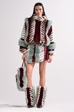 AKIRA Have It All Paneled Fur Skirt | Size 1X
