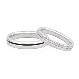 Jeulia Classic Brushed and Polished Finish Couple Rings Set