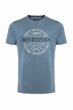 Weird Fish Waves Front Print Graphic T-Shirt Mid Blue Size L