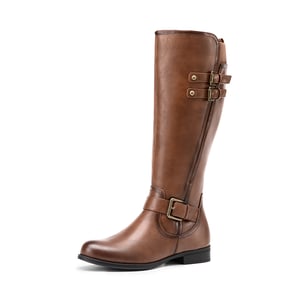 DREAM PAIRS Knee High Buckle Riding Boots