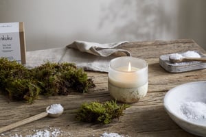 nkuku Sea Salt & Moss 1 Wick Scented Candle | Candles & Home Fragrance | Aged Smoke