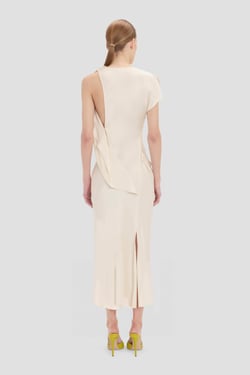 Victoria Beckham Kyra Midi Dress In Elderflower - 14 - Womens