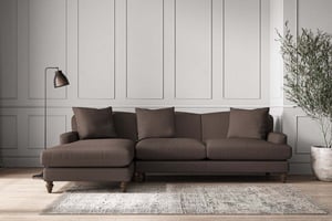 nkuku Deni Large Left Hand Chaise Sofa | Make To Order | Recycled Cotton Mocha | No Colour