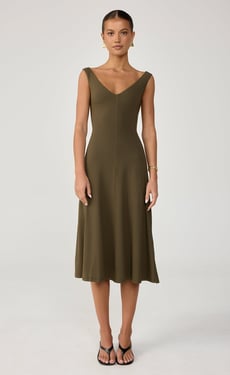 Nyra Midi Dress (Moss) - US 0