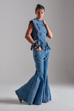 AKIRA Dont Play With My Heart Bell Bottom Denim | Light Blue | Size Medium