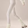 Wool Blend Lightweight Slimming Footed Tights - Ivory / One Size