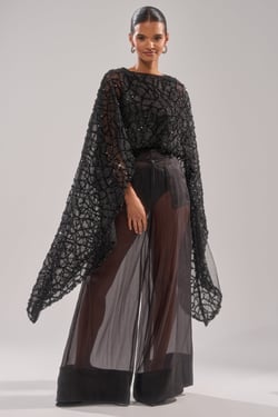 AKIRA Shine Away Mesh Blouse | Black | Size 1X/2X