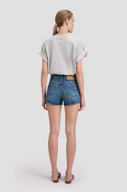 Victoria Beckham Distressed Shorts In Mid Blue Wash - 32 - Womens