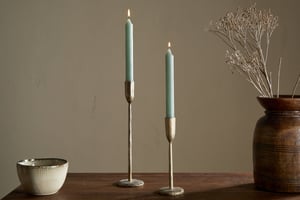 nkuku Rustic Soy Blend Dinner Candle Set Of 2 | Candles & Home Fragrance | Sage Green