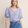 Blue Ditsy Floral Puff Sleeve Top