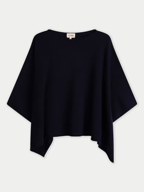 Timeless Boat Neck Cashmere Poncho - One Size / navy blazer / WK1016-1574