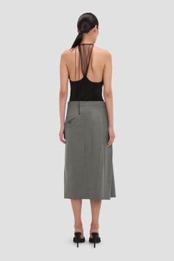 Victoria Beckham Tailored Midi Skirt In Nickel (cancelled) - 14 - Womens