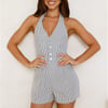 Better Together Halter Denim Romper Blue