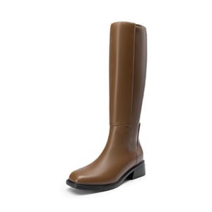 DREAM PAIRS Women   s Stretchy Square Toe Knee High Boots