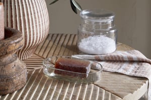 nkuku Ilcoso Recycled Hammered Glass Soap Dish | Bathroom | One Size | Clear