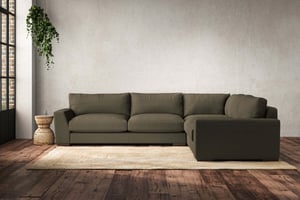 nkuku Guddu Large Right Hand Corner Sofa | Make To Order | Recycled Cotton Moss | No Colour