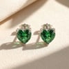 Emerald Heart Sterling Silver Stud Gemstone Earrings