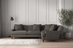 nkuku Deni Large Right Hand Corner Sofa | Make To Order | Brera Linen Granite | No Colour