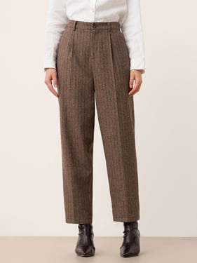 Wool Striped Tapered Tailored Trousers CASSIOPEIA - Burgundy Stripe / XXL