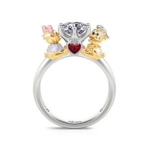 Jeulia Hug Me "Adorable Duck Couple" Round Cut Sterling Silver Ring