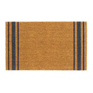 Navy Border Stripe Coir Doormat - 45x75cm