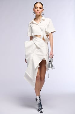 AKIRA Riri Cut Out Poplin Midi Dress | Size XL