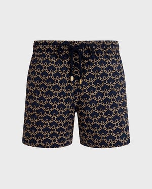 Vilebrequin - Men Stretch Short Swim Shorts Turtles Chain - Swimwear - Monrise - Blue - Size M