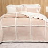 QE Home Windowpane Shearling Comforter Set in Caramel, Geometric, Beige, King