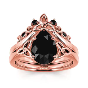 Jeulia Celtic Knot Pear Cut Sterling Silver Ring Set