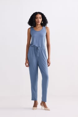 Relaxed Drawstring Jumpsuit in Blue - Arctic Sea / XL