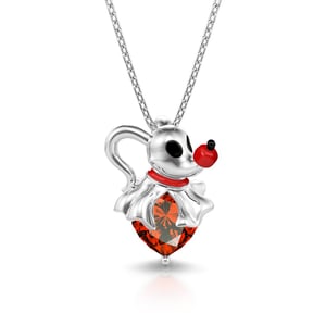 Jeulia Hug Me "Ghost Dog" Heart Cut Sterling Silver Necklace