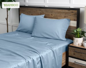 QE Home 310TC Bamboo Cotton Sheet Set in Mistral Blue, Twin