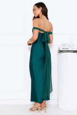 Love Club Strapless Satin Maxi Dress Green
