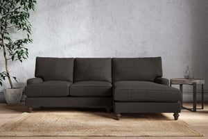 nkuku Marri Large Right Hand Chaise Sofa | Make To Order | Brera Linen Espresso | No Colour