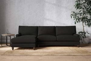 nkuku Marri Left Hand Chaise Sofa | Make To Order | Grand | Brera Linen Charcoal