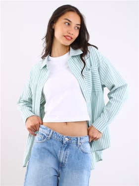 Brave Soul Francis Stripe Shirt - Green / White - XS