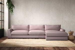 nkuku Guddu Right Hand Chaise Sofa | Make To Order | Grand | Recycled Cotton Lavender